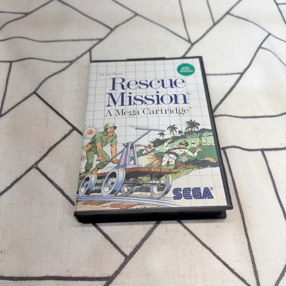 Sega Master System Rescue Mission Game Cartridge Case Manual Light Phaser